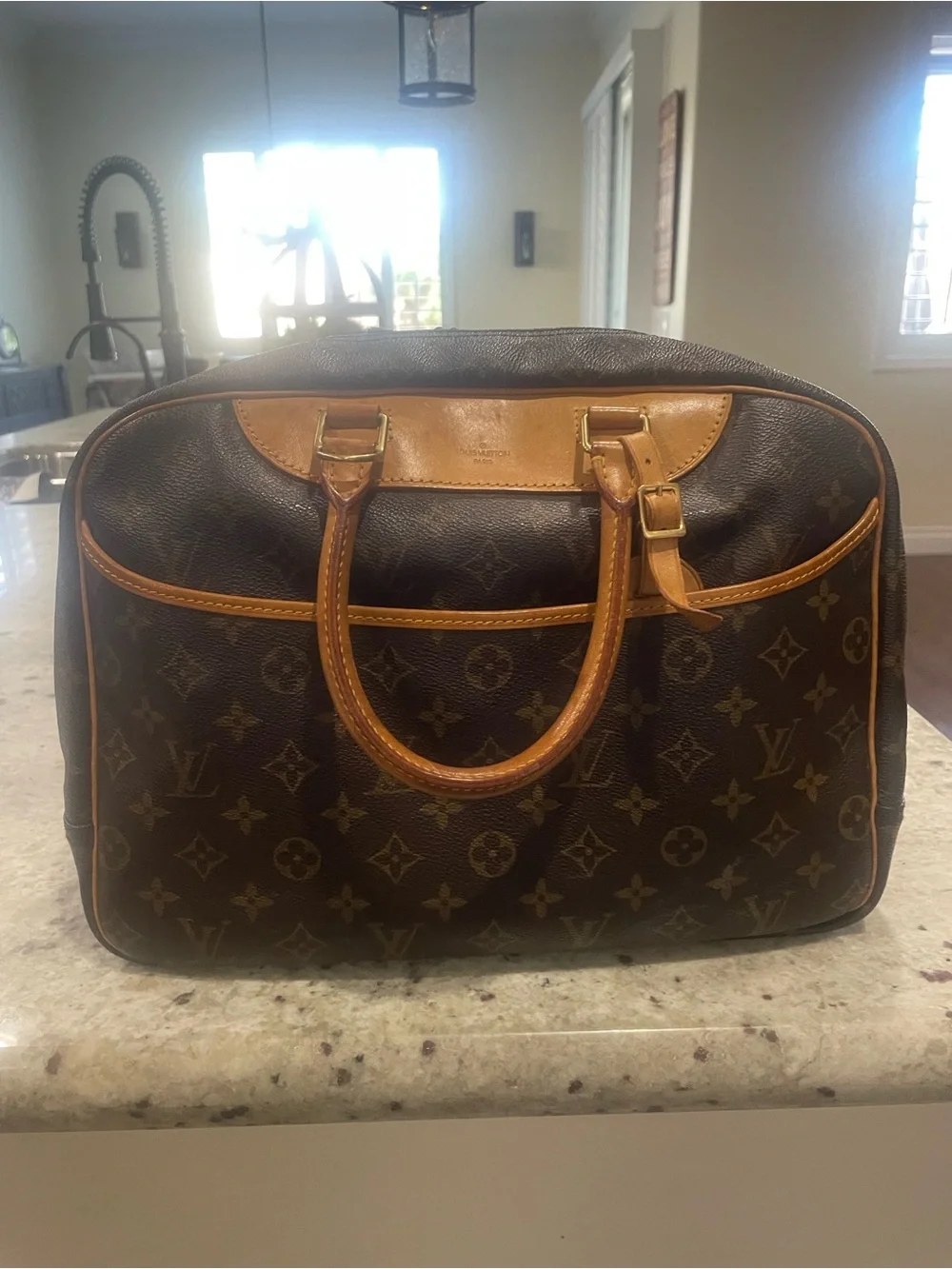 Louis Vuitton Brown Monogram Bag with Tan Trim